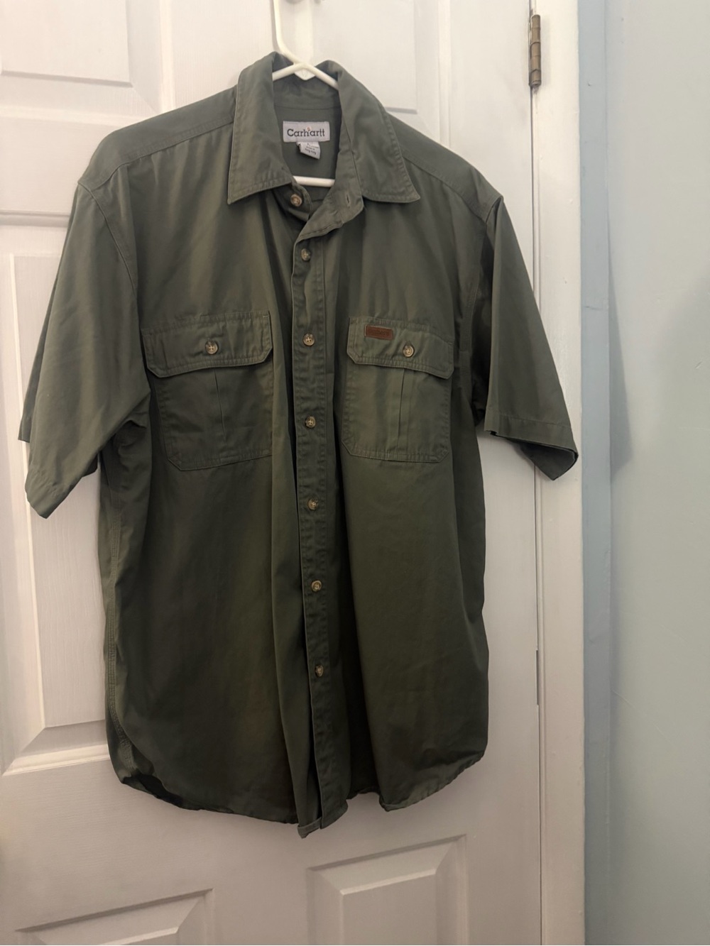 Vintage 2006 Carhartt S110 LMO Light Moss Canvas Work Shirt Men’s Large